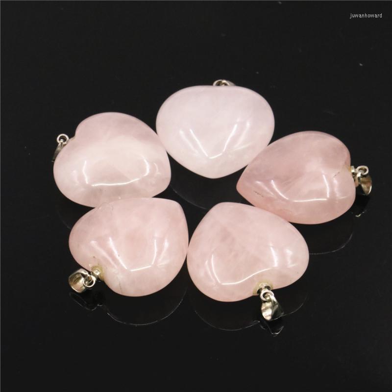 

Pendant Necklaces Cute/Romantic 2pcs Natural Pink Crystal Jads Heart Necklace DIY Fashion Jewelry Women's Sweater Chain Christmas Gift D