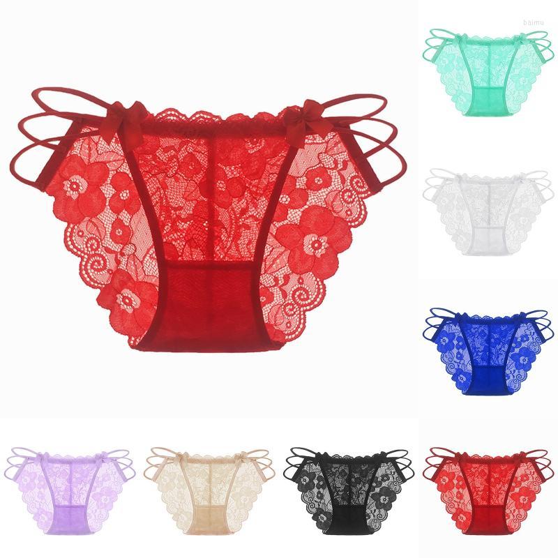 

Women's Panties Women Breathable Lace Sexy Hollow Low Waist Briefs Cotton Crotch Silk Long Underwear WomenWomen's, Beige