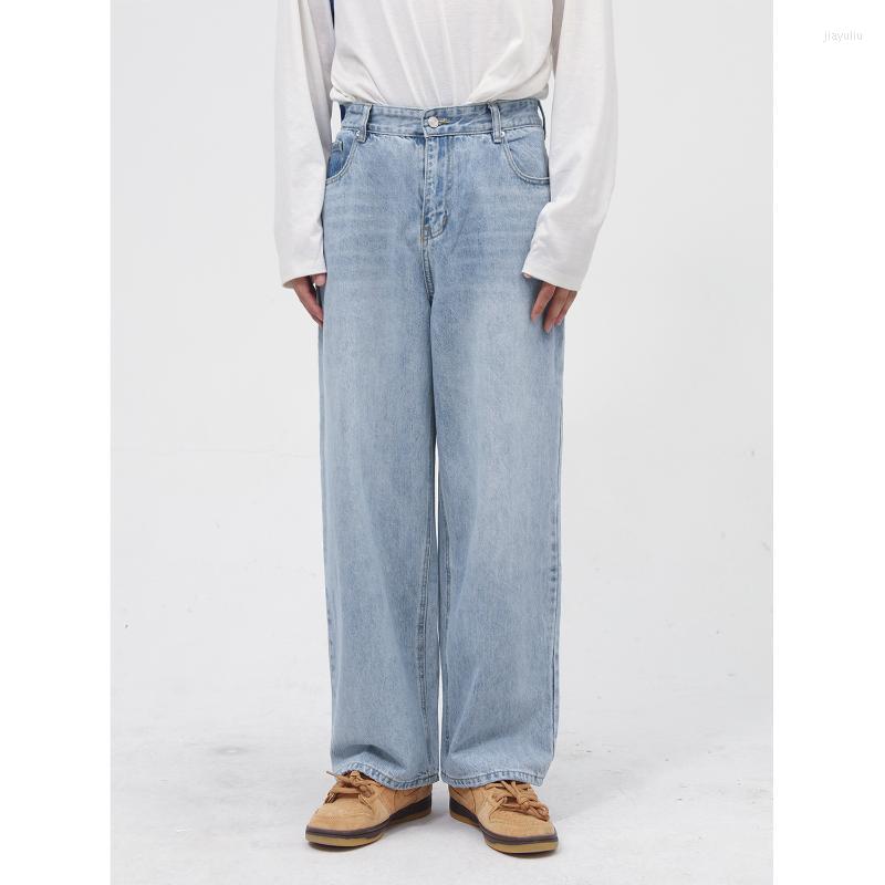 

Men' Jeans High Quality Fashion Korean Denim Pants Loose Simple Ink White Design Ins Casual Men Trousers, Black