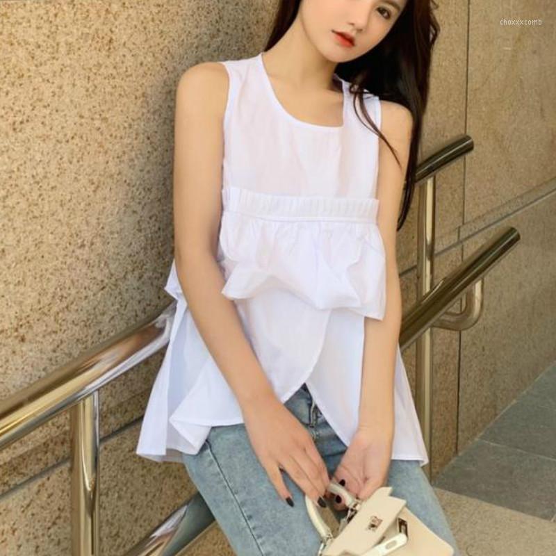

Women' Blouses Women' & Shirts Sweet Women Baby Kawaii Woman Ruffles Tops Sleeveless Femme White, Black