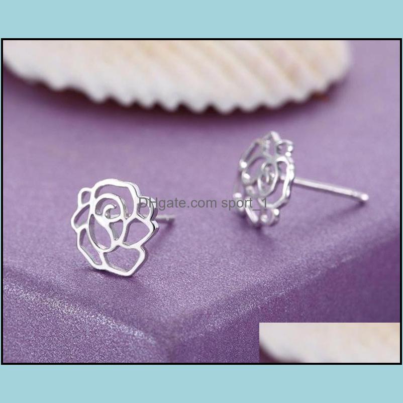 

Stud Earrings For Women Fashion Rose Ear Shine Jewerly Drop Delivery 2021 Jewelry Sport1 Dh8Jk