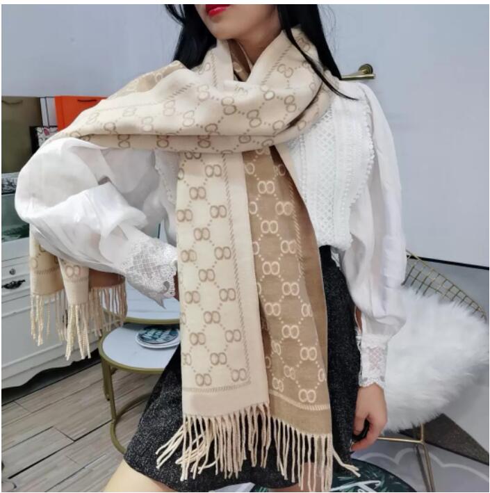 

Stylish Women Cashmere Scarf Full Letter Printed Scarves Soft Touch Warm Wraps With Tags Autumn Winter Long Shawls 180x70cm