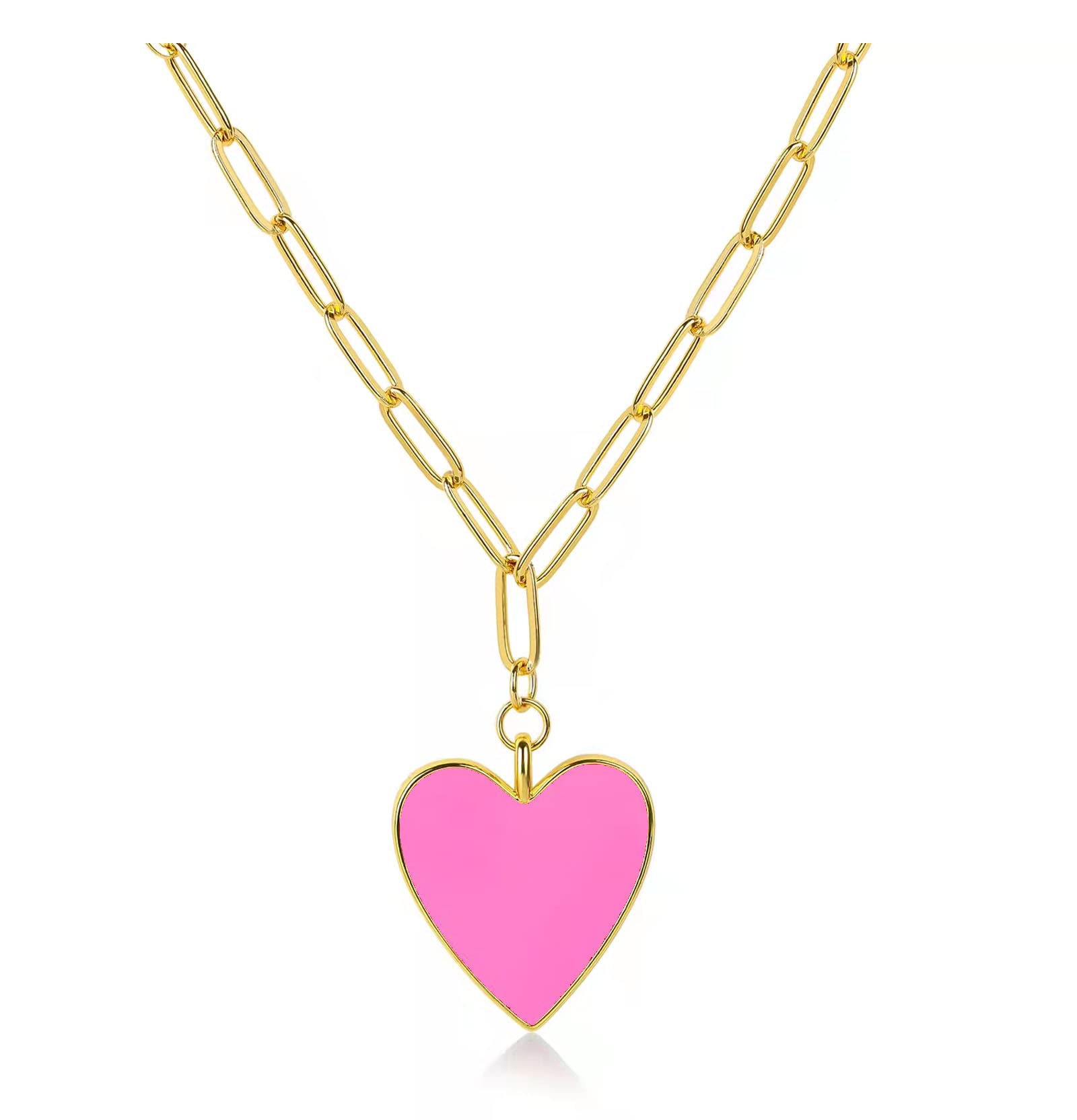 

Pendant Necklaces Preppy Heart Necklace For Women Girls Forever Love Enamel Crystal Paperclip Birthday Jewelry Gifts Mom Wife Daughter amwEt