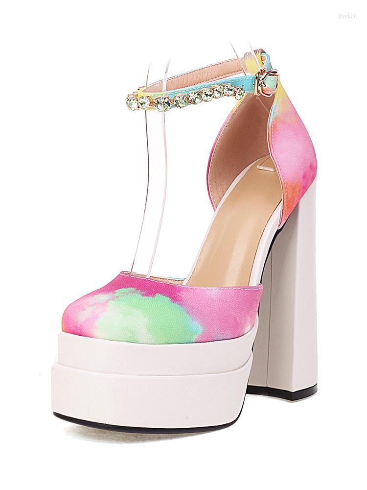 

Dress Shoes Summer Sexy Ladies Sandals Thick Sole Buckle Strap Rhinestone Party Wedding Platform Super High HeelsDress, Black