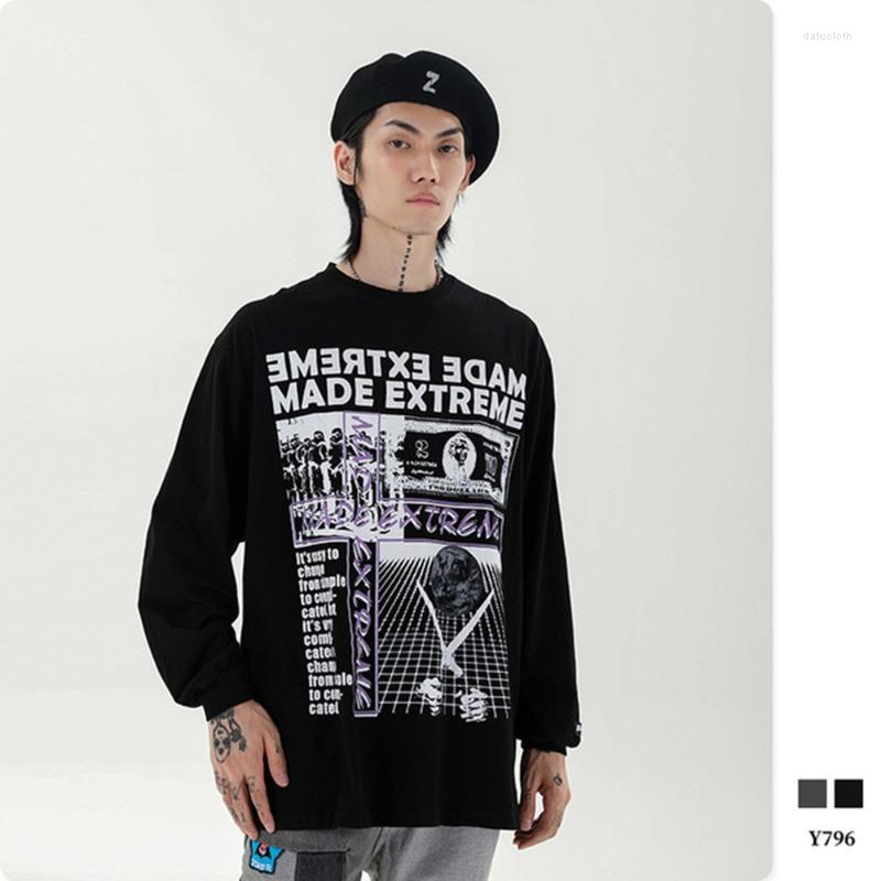 

Men's Polos Letter Print Men Long Sleeve T-shirt 2022 Autumn Basic Hip Hop Streetwear Oversized T-shirtMen's, Black