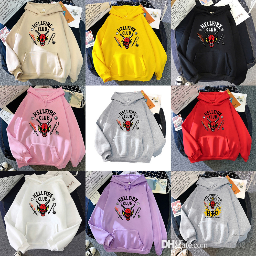 

2022 Unisex Stranger Things Hellfire Club Hooded Hoodies Mens Women Plush Hip Hop Sweatshirt, 27951-9