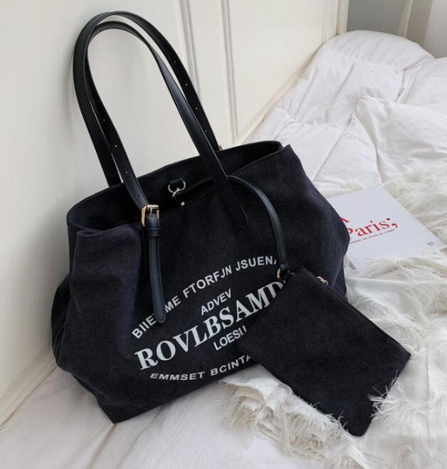

Fashion Evening bag Large Capacity Letters Canvas Totes Women Students Lady Big Purses, Aspic