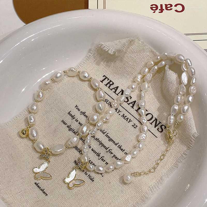 

Pendant Necklaces Minar Delicate Irregular Freshwater Pearl Choker Necklace For Women White Color Shell Butterfly Beads JewelryPendant