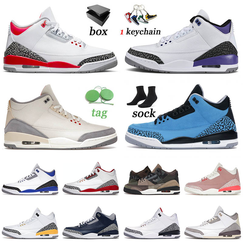 

2022 Arrival Mens Basketball Shoes Jumpman 3 3s III Fire Red Dark Iris Patchwork Fragment Muslin Racer Blue Men Women Trainers Sports Sneakers 36-47, D13 red cement