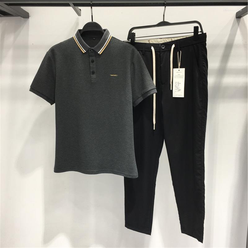 

Men' Polos Men' Spot Clothing 2022 Summer Gray Fashion Korean Slim Embroidered Shirt, Beige