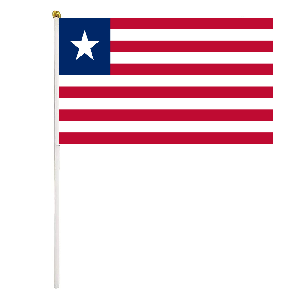 

Liberia Flag Liberian Hand Waving Flags 14x21 cm Polyester Country Banner With Plastic Flagpoles For Parades Sports Events Festival Celebrations