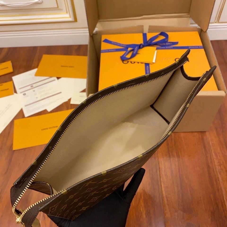 

Designer Wallet letter Clutch Bags flower Coffee Black lattice mens bags women wallets Cosmetic bag zipper Handbags purses 47542 Come dust