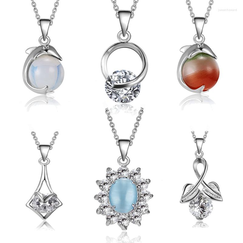 

Pendant Necklaces Natural Stone Personality Dolphin Necklace Zircon For Women Party Wedding Birthday Anniversary GiftsPendant