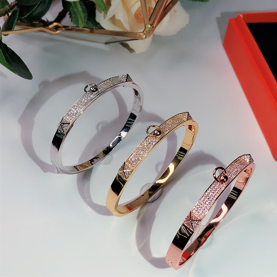 

circle Lock Gold Bracelets Women Bangles Punk for gift luxurious Superior quality jewelry Leather belt Bracelet deli206o