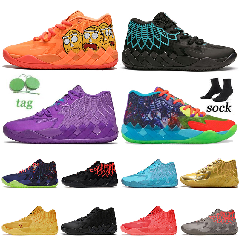 

LaMelo Ball 1 MB.01 Men Basketball Shoes Black Blast Buzz City LO UFO Not From Here Queen City Rick and Morty Rock Ridge Red Mens Trainers Sports Sneakers Platform Shoe, Color#6 rick and morty 40-46
