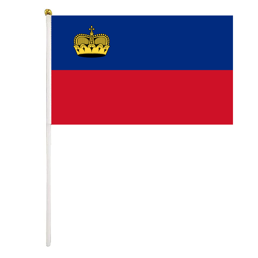 

Liechtenstein Hand Waving Flags 14x21 cm Polyester Country Banner With Plastic Flagpoles For Parades Sports Events Festival Celebrations