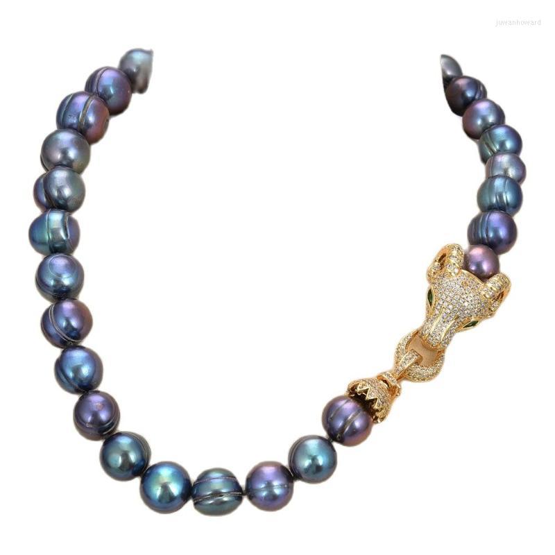 

Pendant Necklaces GuaiGuai Jewelry 18" Rare 14mm Black Pearl Necklace CZ ClaspPendant