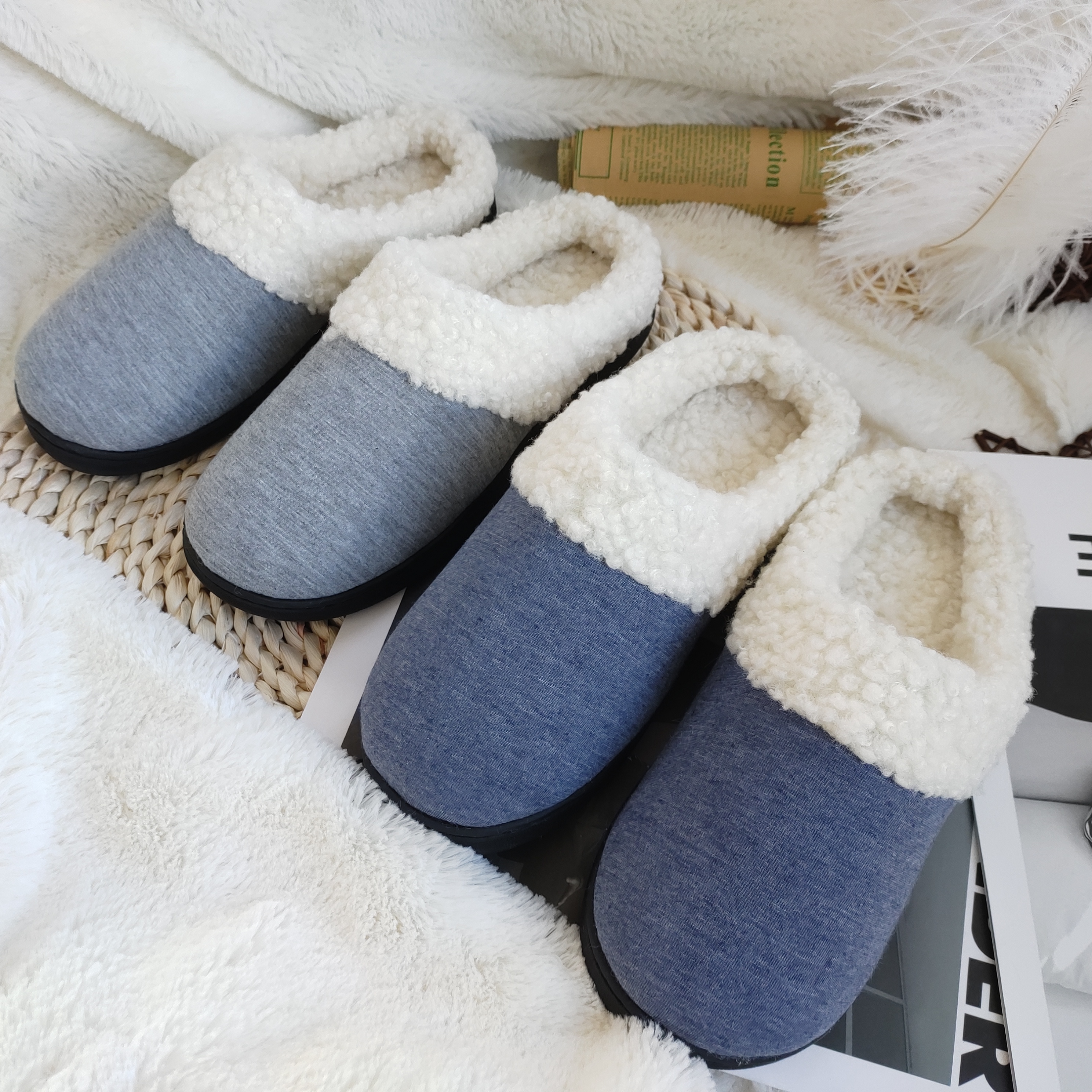 

Stylish lightweight slippers plush customize indoor slipper women's slippers winter, Grey