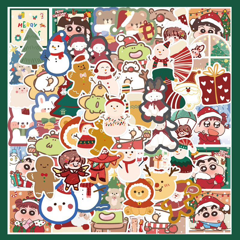 

60pcs Cute christmas stickers for Water Bottle Laptop Skateboard Motorcycle Waterproof Decals, Multi colors