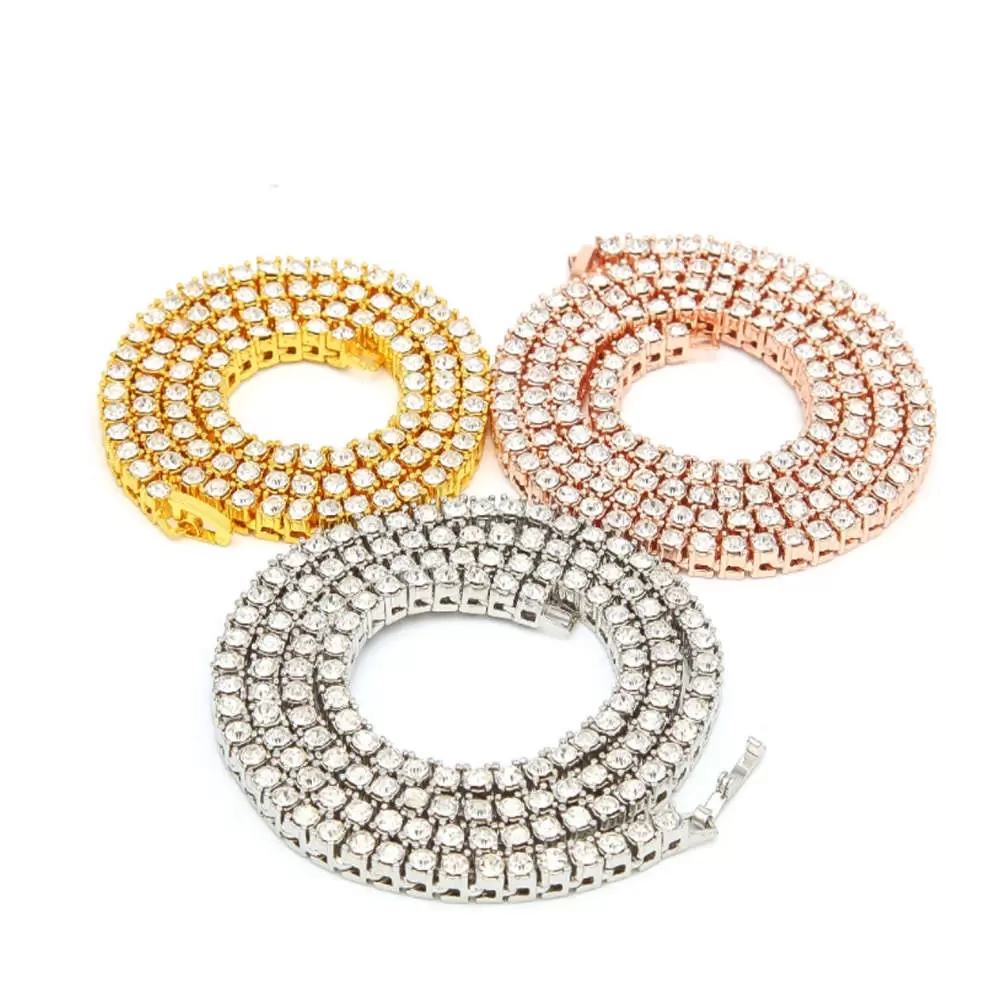 

Designers necklaces cuban link gold chain chains Hiphop 18k Gold Iced Out Diamond Chain Necklace CZ Tennis