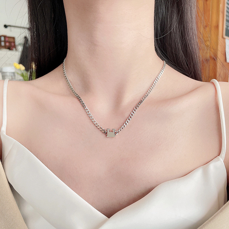 

Designer Letter Pendant Necklace Sterling Silver Clavicle Chain Women Jewelry