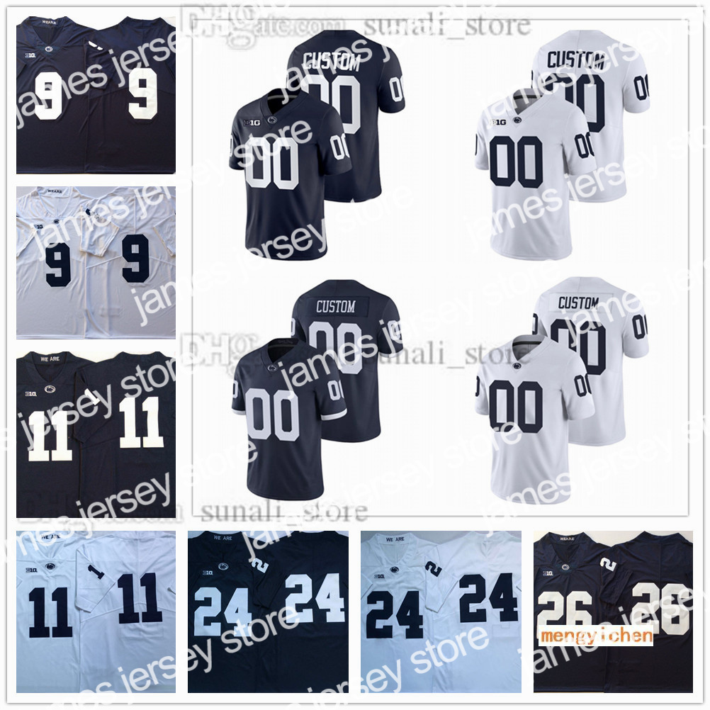 

American College Football Wear Penn State Nittany Lions NCAA College 9 Trace McSorley Jerseys 26 Saquon Barkley 11 Micah Parsons 24 Akeel Lynch KJ Hamler 2 Marcus Alle, Kids navy