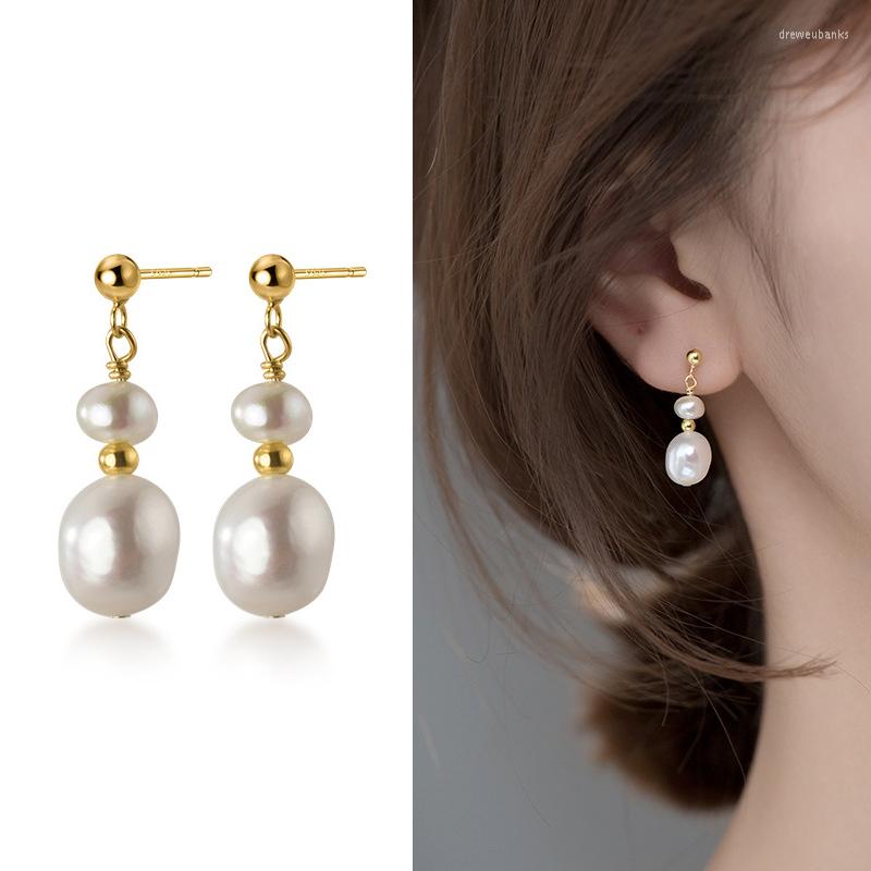 

Stud La Monada Womens Earrings Silver 925 Elegant Hanging For Women Retro Baroque Pearl EarringsStud
