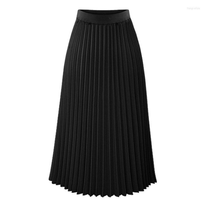 

Skirts Skirt Pleated Summer 2022 Womens High Waist Plus Size Elegant Chiffon Femme Black White Ladies Mid-Length, Thin pink