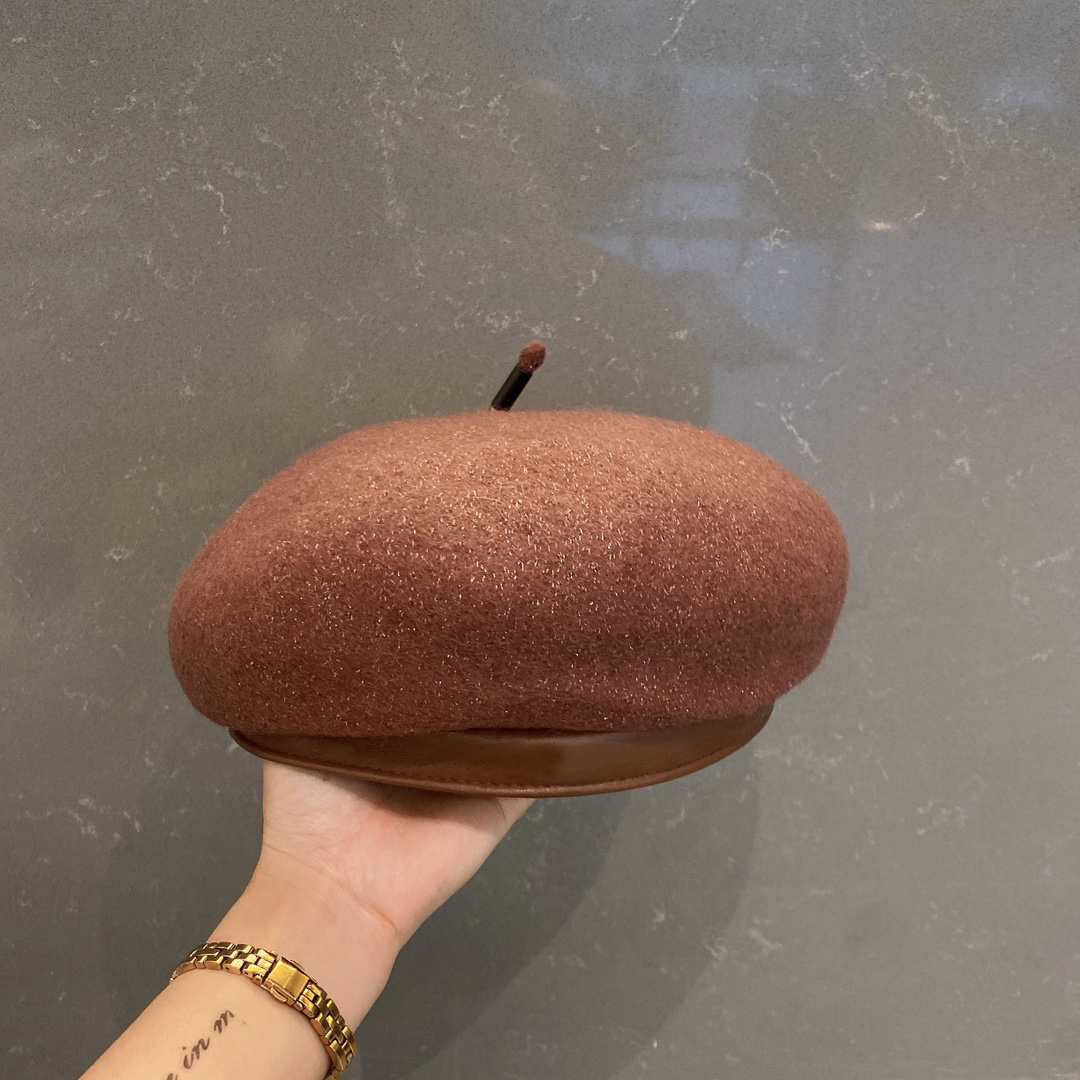 

Fashion Wool Beret Hat French Berets Hats for Women Hats Cap Winter Warm Brown Vintage Styles