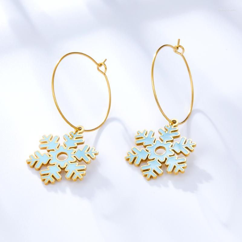 

Dangle Earrings & Chandelier Cute Snowflake Design Pendants For Woman Stainless Steel Drops Blue Charms Piercing Fine Jewelry 2022Dangle