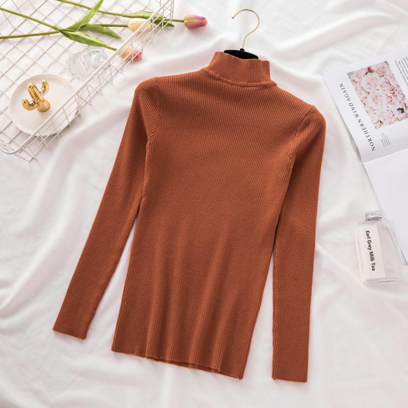 

Women's Sweaters Autumn Winter Mock Neck Tops Pullover Women Sweater Solid Primer Shirt Long Sleeve Korean Slim Soft Knitted LadiesWomen's, Black