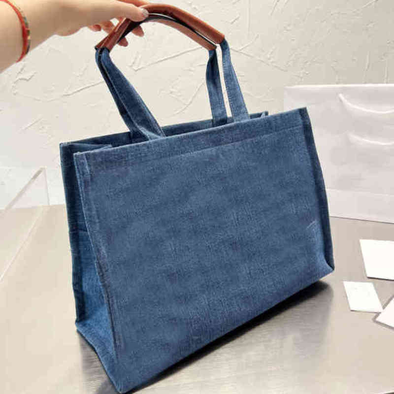

Totes Denim Canvas Tote Bag Handbags Large Capacity Commuter Canvas handBag High Sense Shoulder Crossbody shopping bags 220825, Blue