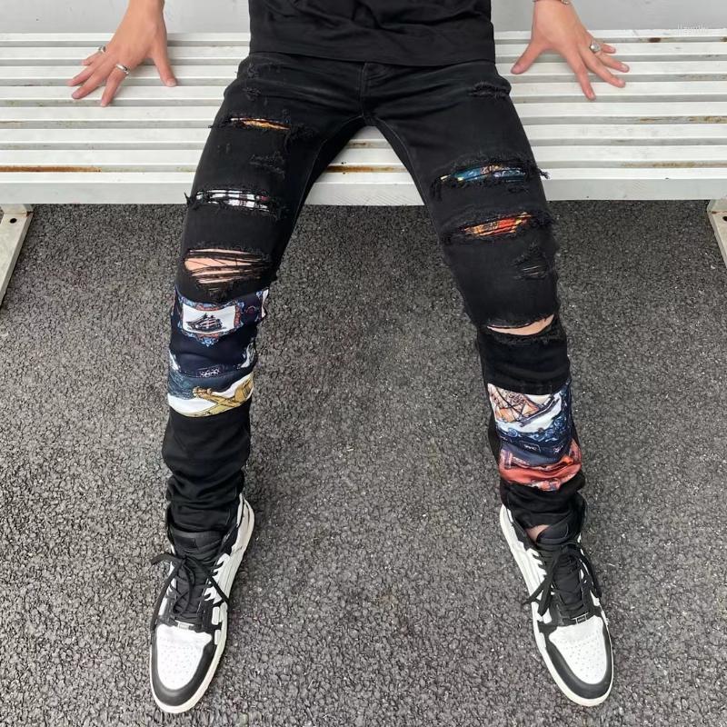 

Men's Jeans Fashion Zc9933 Men's 2022 Runway Luxury European Design Party Style Clothing, Black