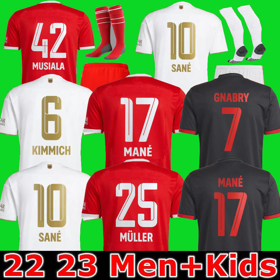 

LEWANDOWSKI Soccer jerseys 22 23 GRAVENBERCH SANE BAYERN MUNICH DE LIGT MULLER DAVIES KIMMICH football TOP shirts Men Kids kit COMAN, 22 23 away aldult bundesliga player