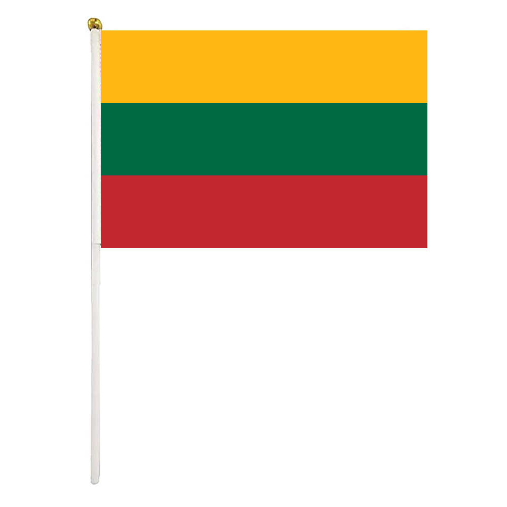 

Lithuania Hand Waving Flags 14x21 cm Polyester Country Banner With Plastic Flagpoles For Parades Sports Events Festival Celebrations