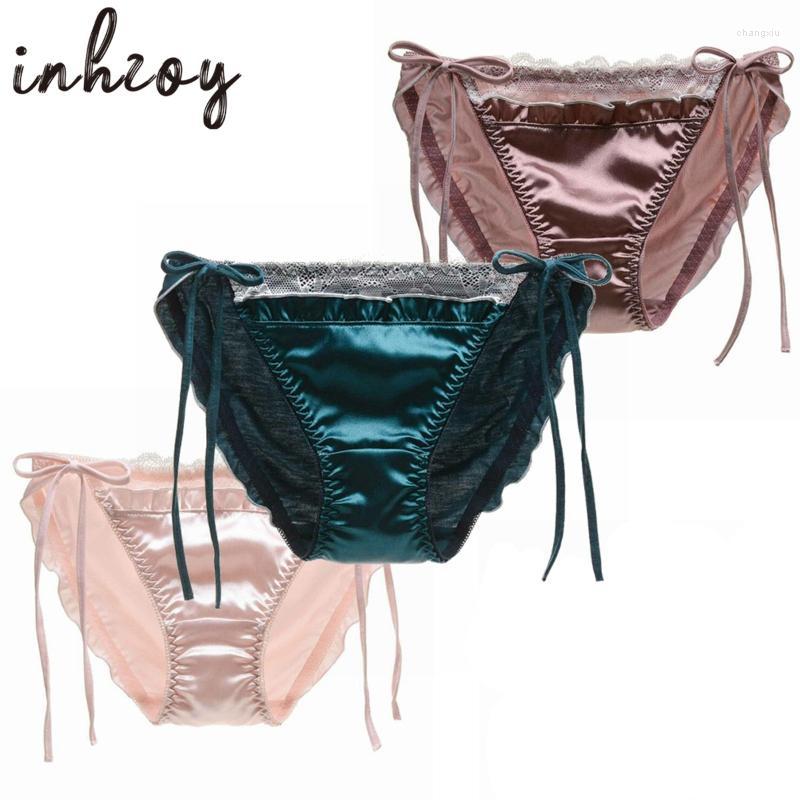 

Women's Panties Women Girls Lace Satin Underwear Sissy Side Tie Lolita Kawaii Briefs Underpants Cute Bikini Bottoms Low Rise LingerieWomen's, A-pink