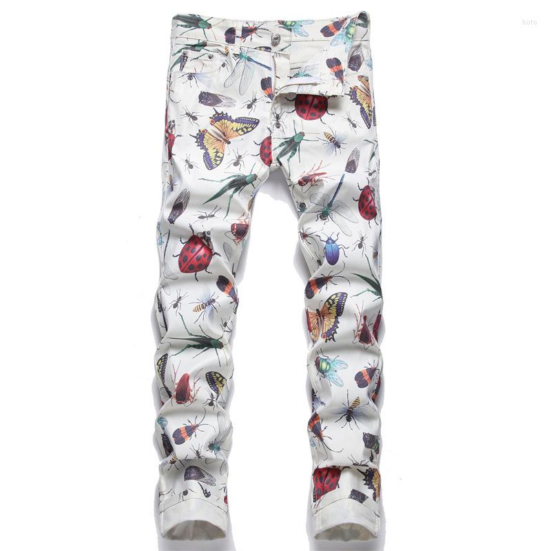 

Men's Jeans American Style Animal Digital Printing Pants Men's Slim Printed Fashion Elastic Small Feet Casual Trousers 5693Men's, 5693