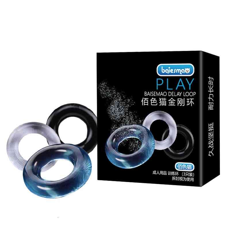 Clearance PromotionDe for Penis Massager Ring Toys Vibrator Men Sexshop 3pcs Cock Rings Double Lock-image-794885924