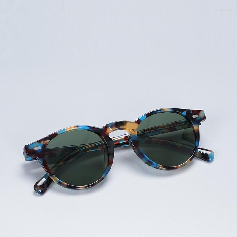

Sunglasses Gregory Peck Vintage Designer For Women Green Lens 2022 Acetate Retro Round Polarized Sun GlassesSunglasses