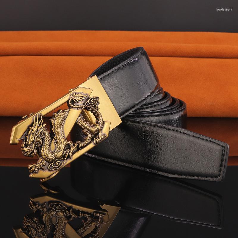 

Belts Chinese Automatic Buckle Designer Men High Quality Genuine Leather Waist Strap Fashion Cintos MasculinosBelts, Black