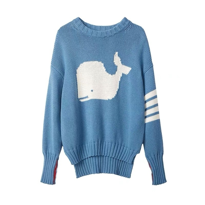 

Men's Sweaters Autumn Women Men Blue Whale tb Sweater Loose Casual Soft Couple Top Korean Design Women Pullover High Quality 220826