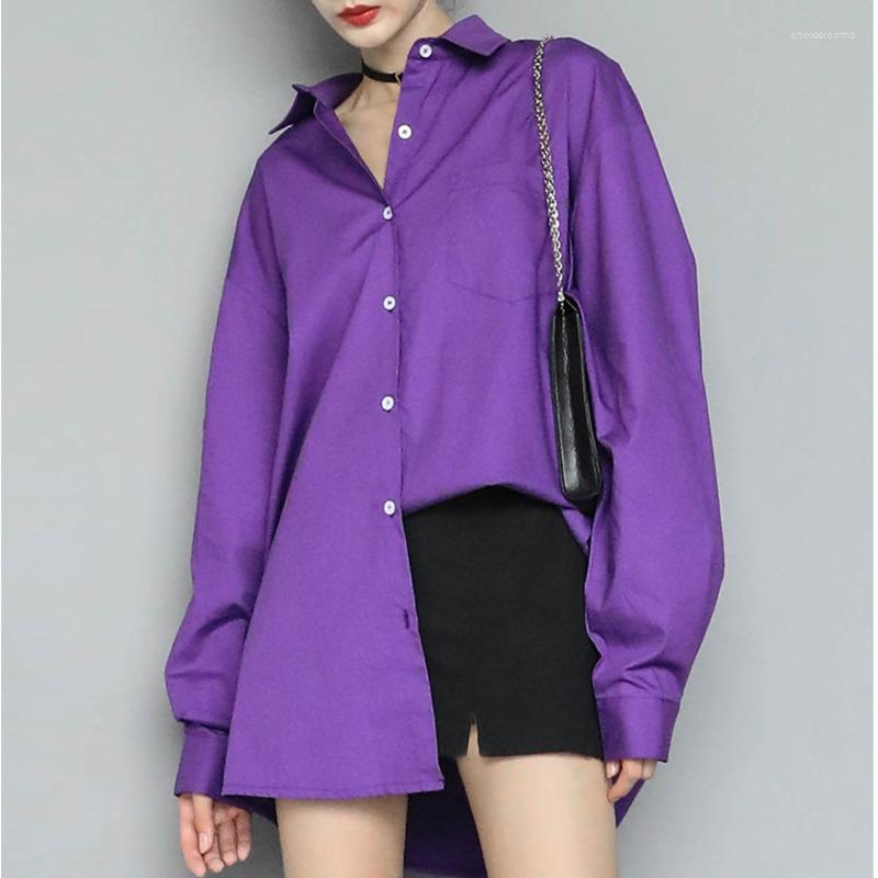 

Women's Blouses Women's & Shirts WOMENGAGA Shirt Women 2022 Spring Autumn Korean Lantern Sleeves Turn-down Collar Loose Long, Purple