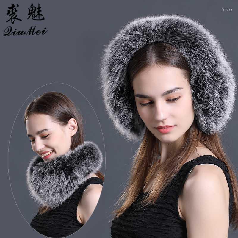 

Berets Real Fur Earmuffs For Winter Women Warm Natural Raccoon Girl's Ear Warmer Genuine Scarves Plush MuffBerets, White