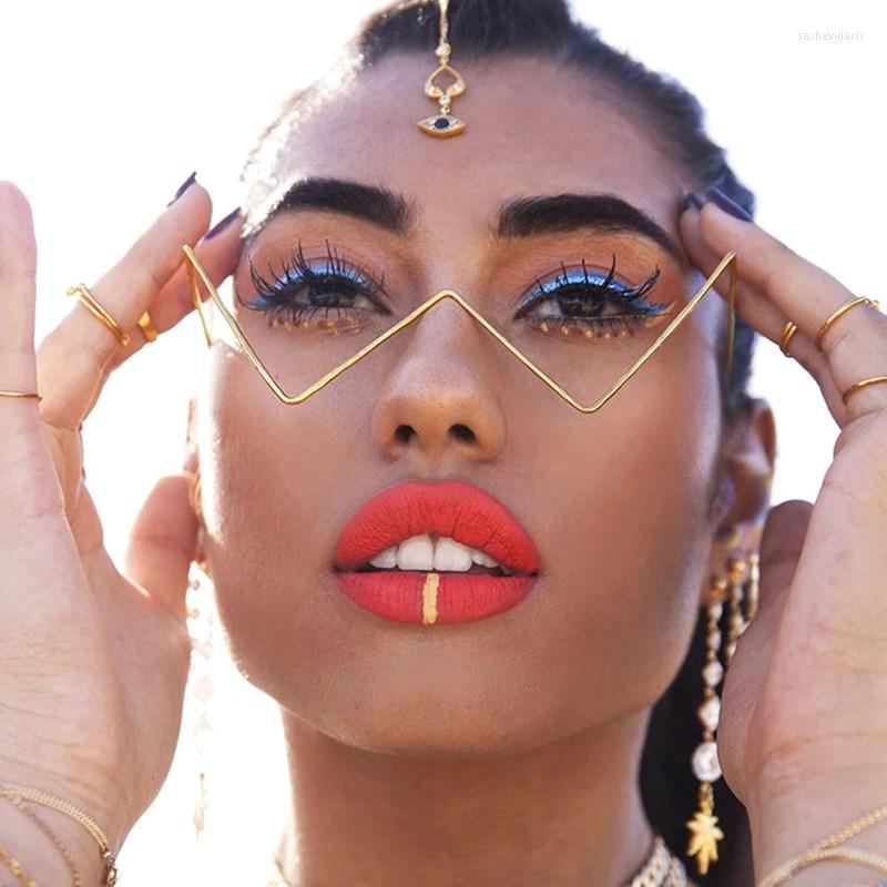 

Sunglasses Triangle No Lens Eyeglasses Frames For Women Vintage Men Eyewear Decoration Steampunk DiamondSunglasses