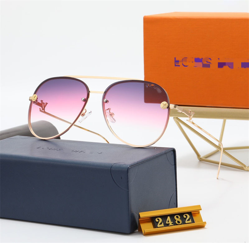 

Luxury Designer Sunglasses For Men Women Metal Frame Sunglass Classic Eyewear Anti-UV Cycling Driving Fashion Sun Glasses With Box