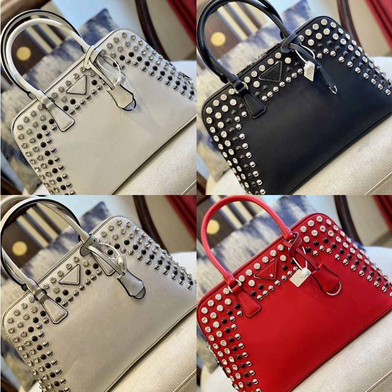 

New Seashells Large shiny leather tote one-shoulder bag with 4 large black white red and grey feature dinner bags