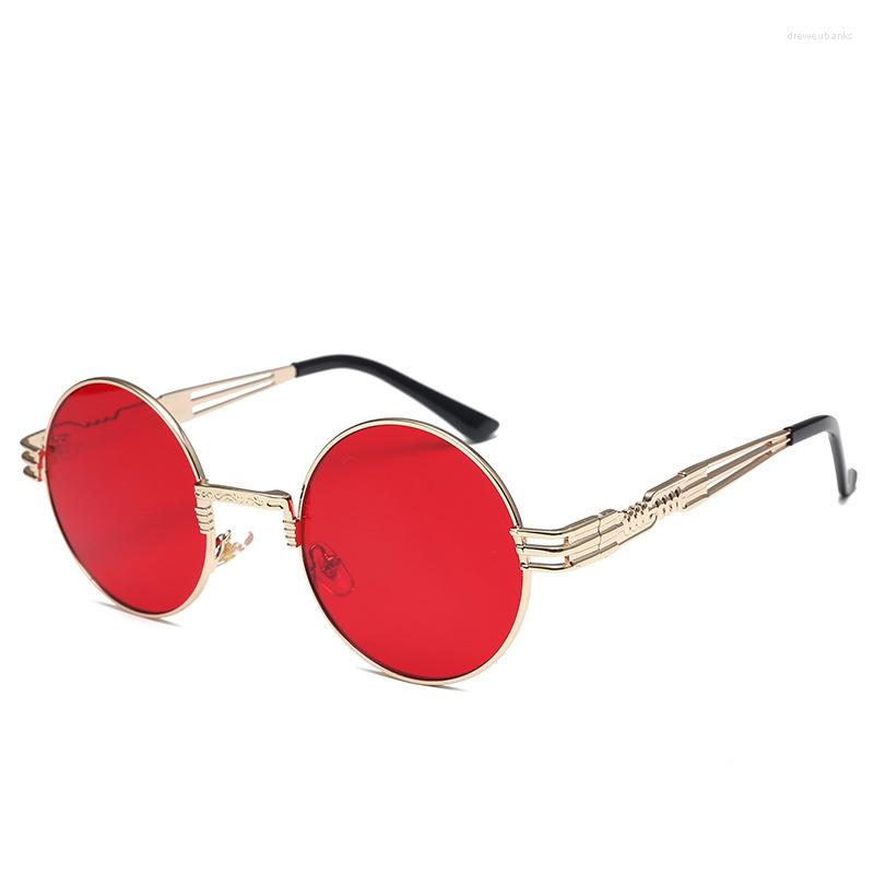 Sunglasses Vintage Retro Gothic Steampunk Mirror Gold And Black Sun Glasses Round Circle Men UV Gafas De SolSunglasses