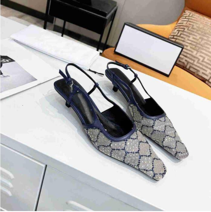 

Slippers luxury GGity Letter new sandals embroidered middle-heeled women's shoes ribbon sandals, 01