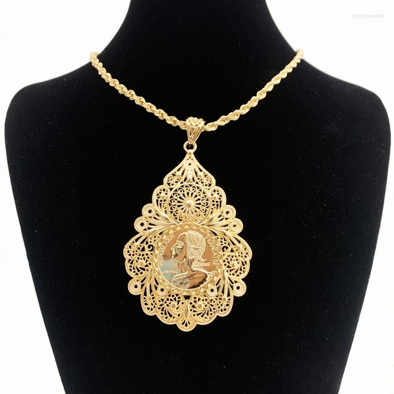 

Pendant Necklaces French Vintage Coin Dubai Ladies Necklace Slide Chain Arabian Robe Jewelry Algerian Gold Plated Bridal GiftPendant