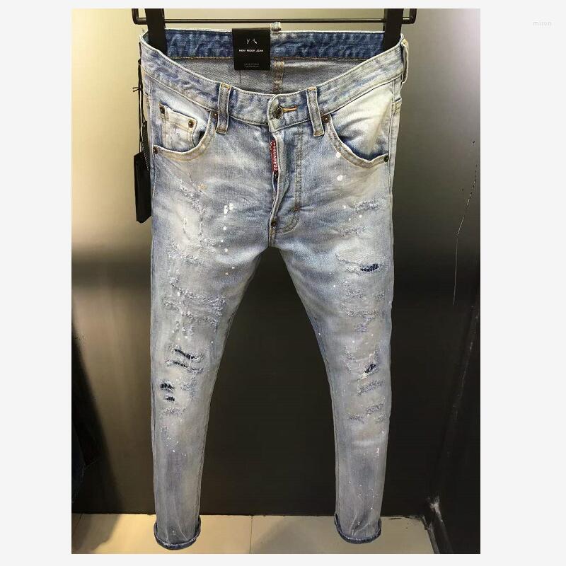 

Men's Jeans Men's Slim Micro-elastic Paint Hole 9326Men's, 9326